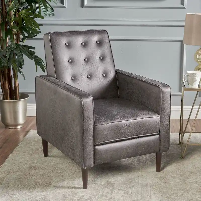 Mid-Century Modern Fabric Recliner Chair with Birch Legs by Christopher Knight Home