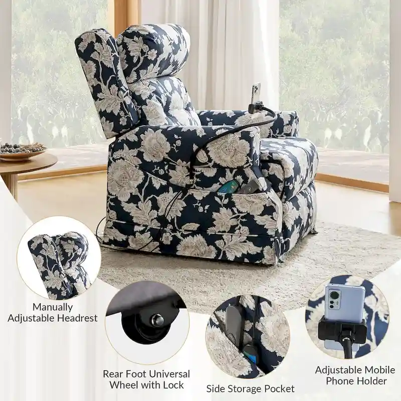 Billy Traditional Lift Assist Power Recliner With Massage Heat And Manual Headrest by HULALA HOME