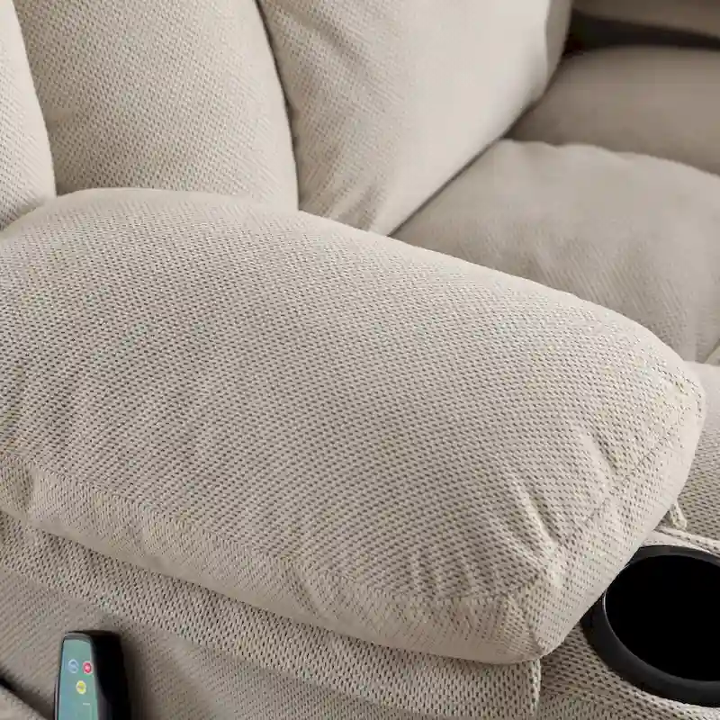 Dotted Velvet Massage Heated Manual Recliner Chair w/360 Swivel Base
