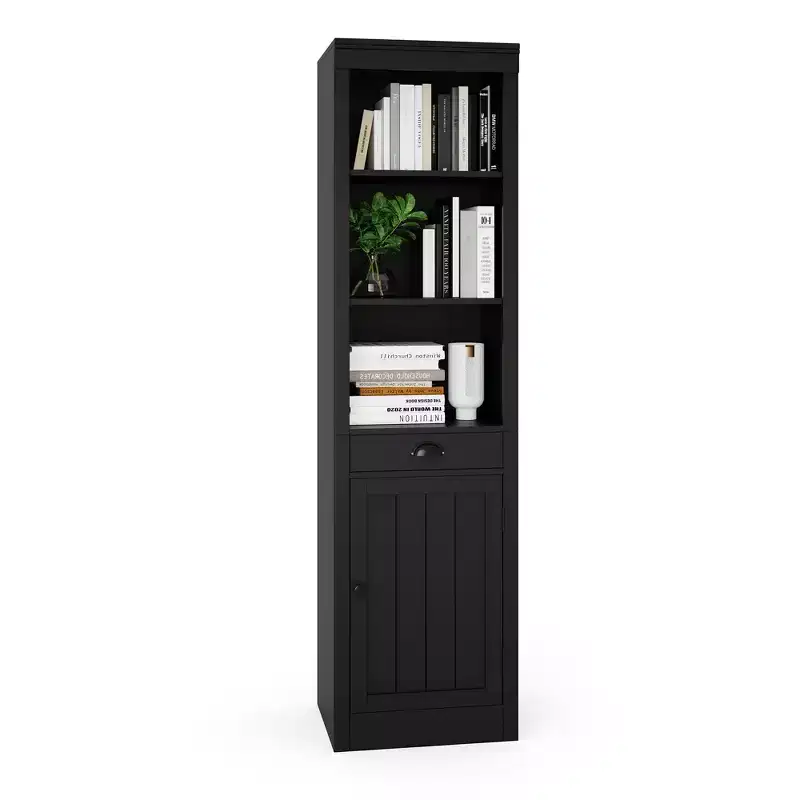3-Shelf Bookcase with Cabinet, 71 Tall Bookshelf with Open Shelves & Door Storage, Adjustable Organizer for Living Room, Office, Bedroom