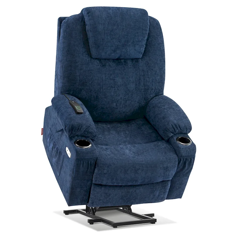 MCombo Large Power Lift Recliner Chair with Massage, Cup Holders, Extended Footrest, Fabric 7516