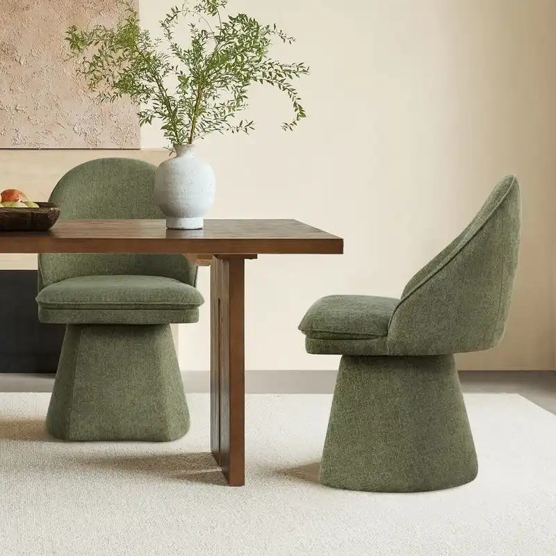 Darah Upholstered Swivel Armless Dining Chair Double-layered Cushions