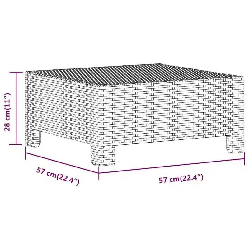 vidaXL Footrest Grey Poly rattan, Powder-Coated Steel