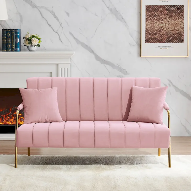 Ouyessir Upholstered Loveseat, Tufted Back Couch, Accent Armchair with 2 Pillows