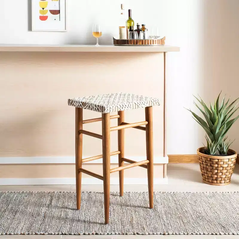 Kaleo Woven Leather Barstool - BST1004 - Safavieh