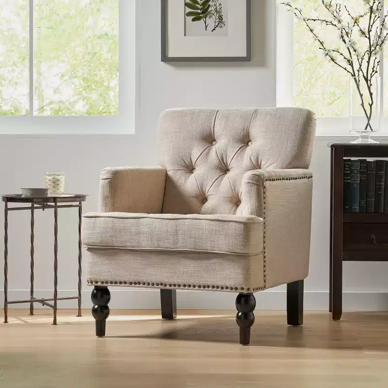 28W Upholstered Accent Chair, Club Chair with Tufted Back 4B - ModernLuxe