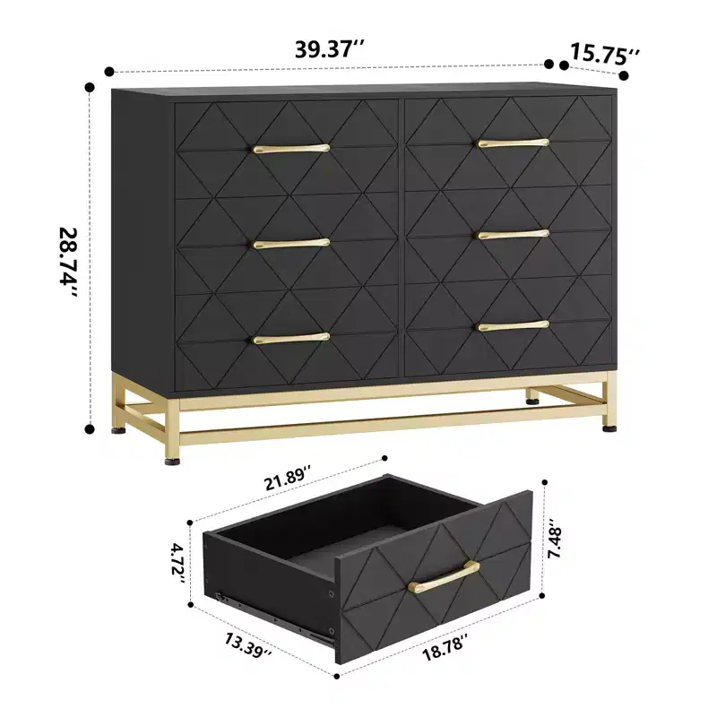 Zstar 6 Drawers Storage Dresser for Bedroom, Living Room, Hallway