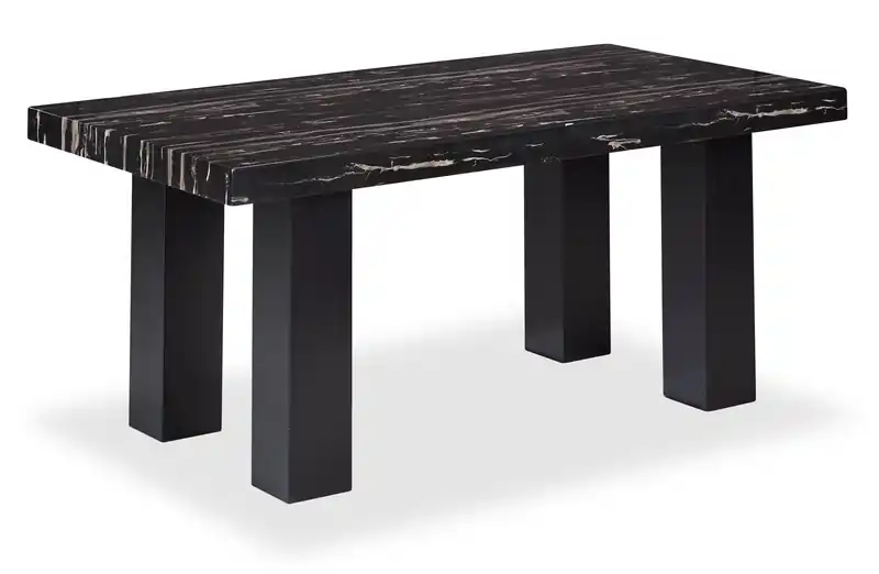 Dining Table with Epoxy Resin Marble-Look Top, 72W