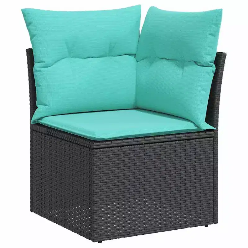 vidaXL Patio Sofa Set Black PE Rattan, Polyester, Powder-Coated Steel
