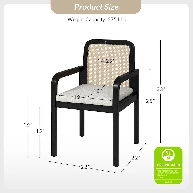 Antoine Modern Ratten Back Dining Chair with Removable Cushion by HULALA HOME
