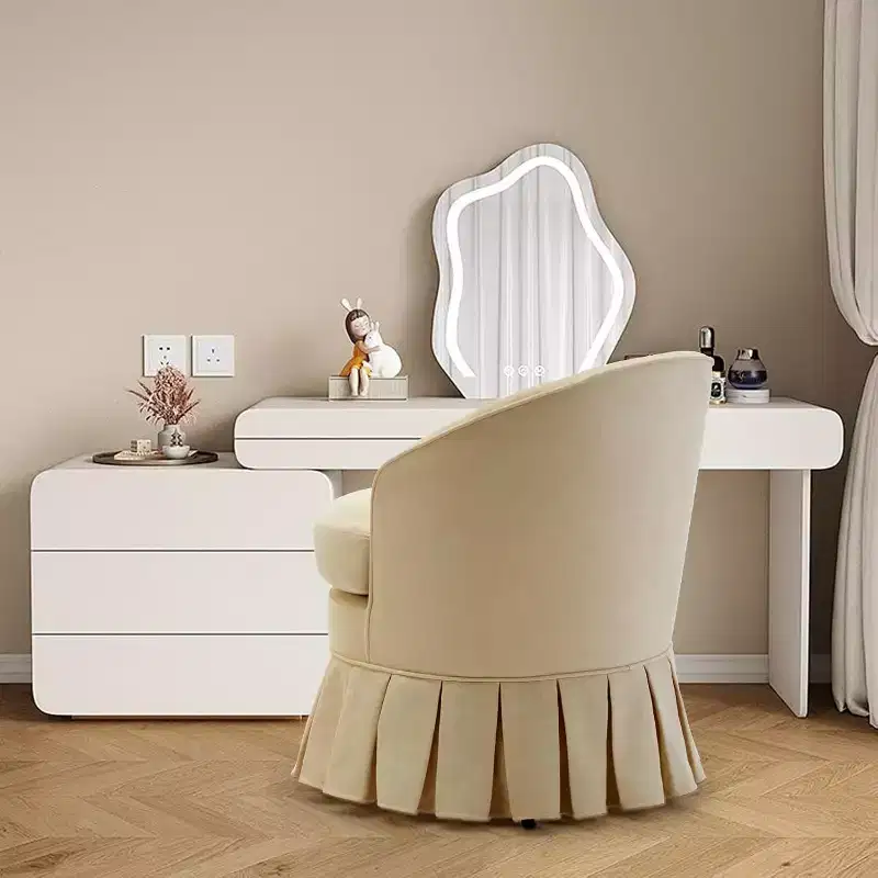 Upholstered Dining Chair,Mid Century Modern Armchair,Vanity Stool,Comfy Single Sofa for Bedroom,Living Room,Dining Room,Beige