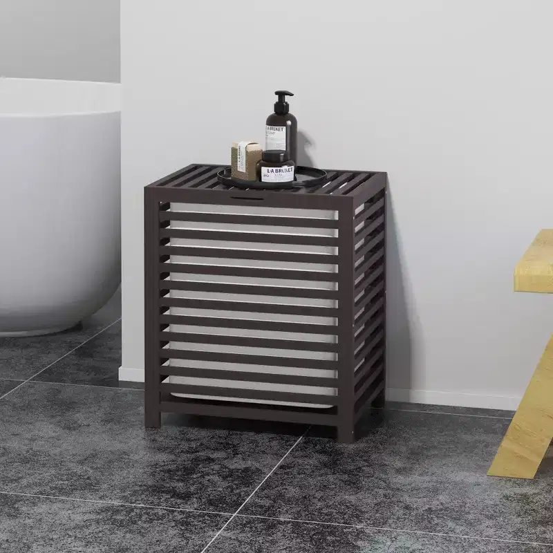 Bamboo Hamper Laundry Basket with Lid & Portable Removable Bag, Dirty Clothes Hamper Laundry Storage
