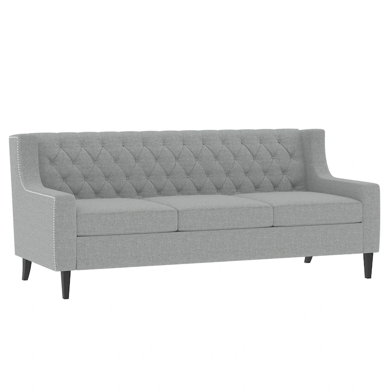 78.75 Polyester 3-Seater Sofa with Tufted Back and Cushions