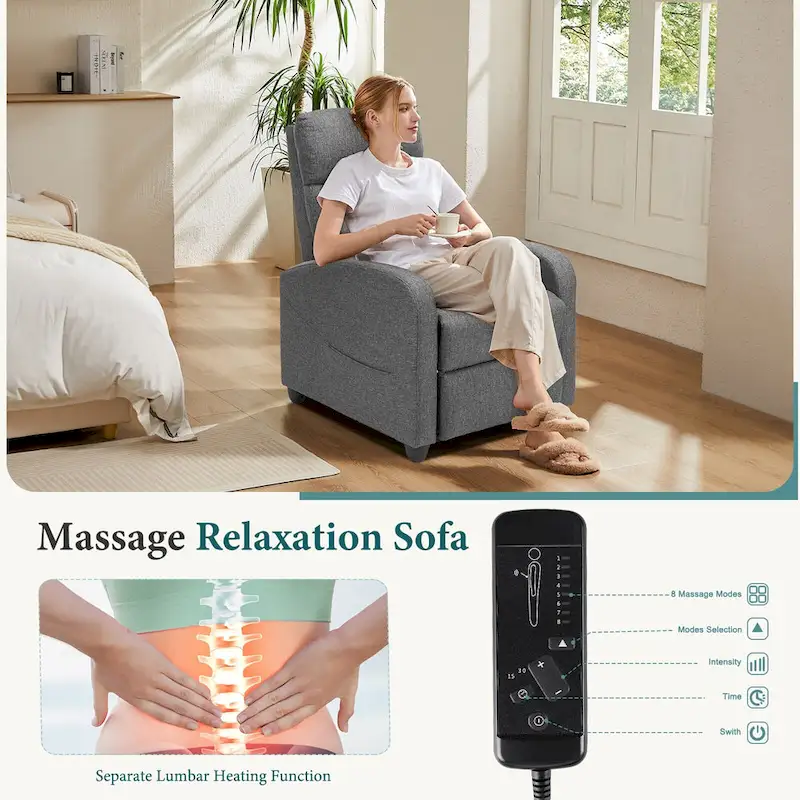 Massage Recliner Push Back Reclining Chair Home Theater Recliner Armchair