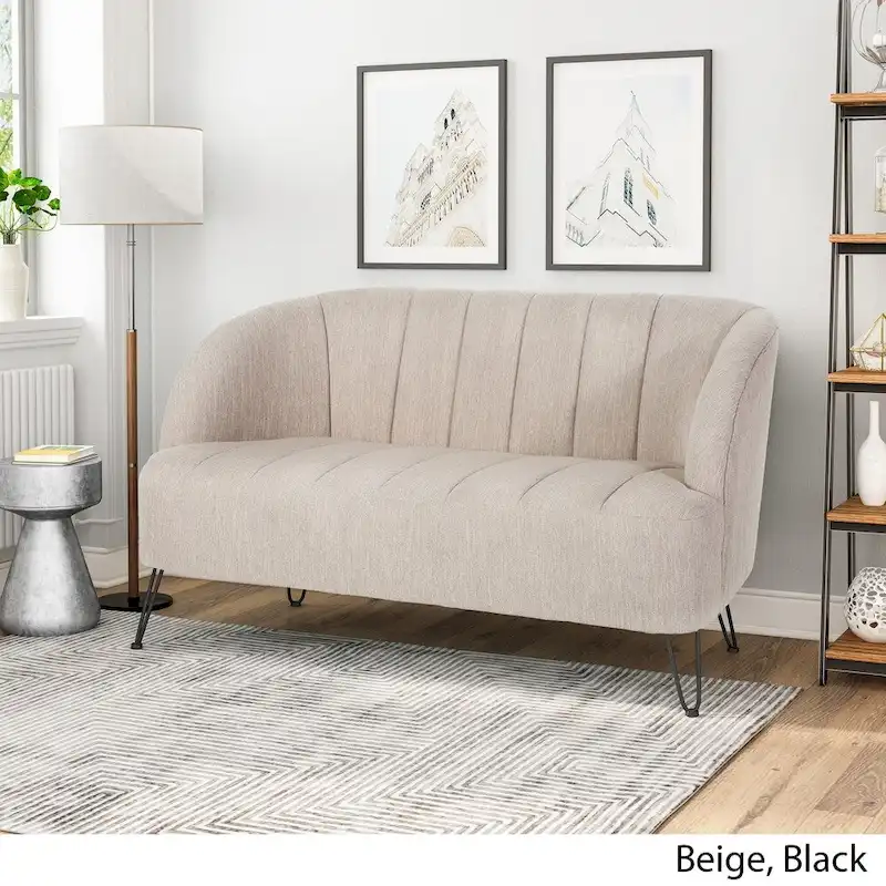 Lupine Modern Fabric Loveseat with Hairpin Legs by Christopher Knight Home
