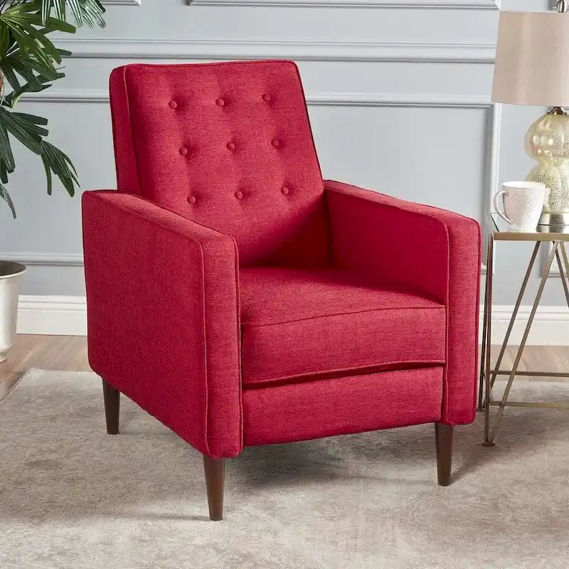Mid-Century Modern Fabric Recliner Chair with Birch Legs by Christopher Knight Home