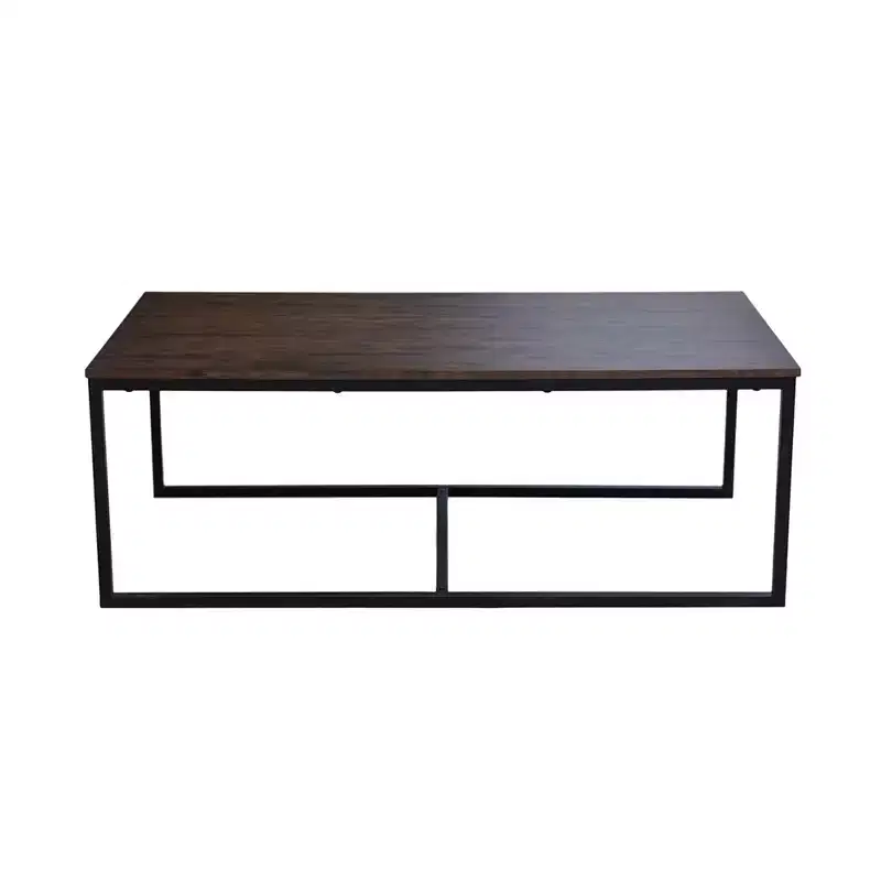 54" Wide Arcadia Acacia Wood Coffee Table Antiqued Mocha - Alaterre Furniture: Industrial, Trestle Base, Stained Wood