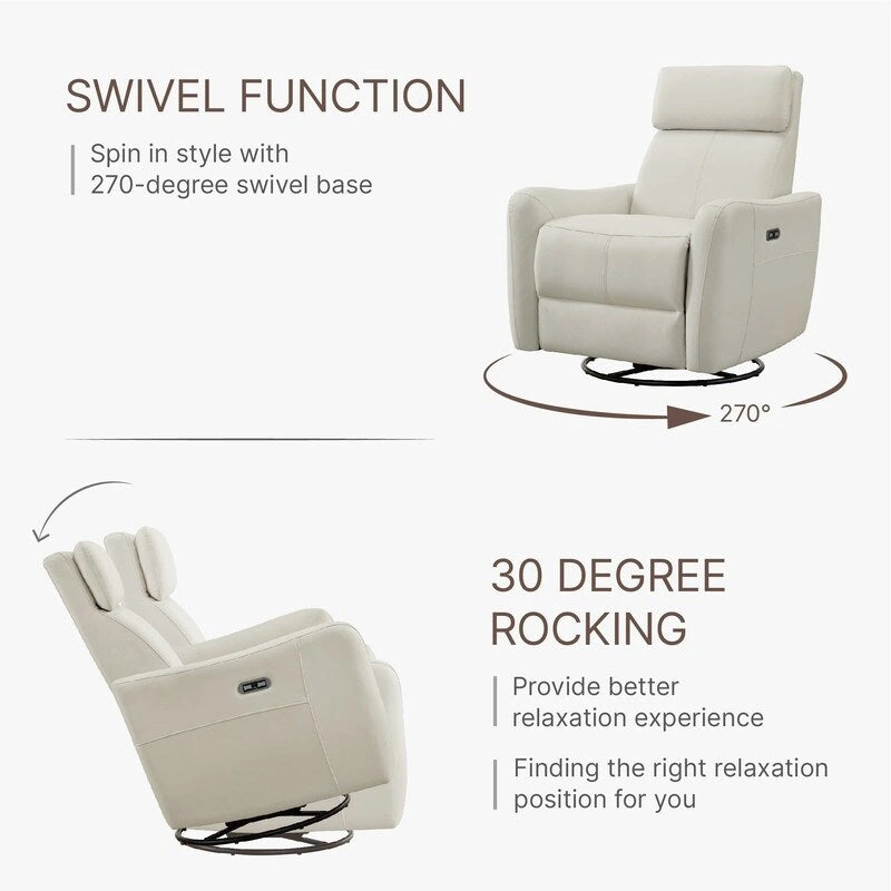 Merlin Power Swivel Glider Rocker Recliner Nursing Chair Recliner