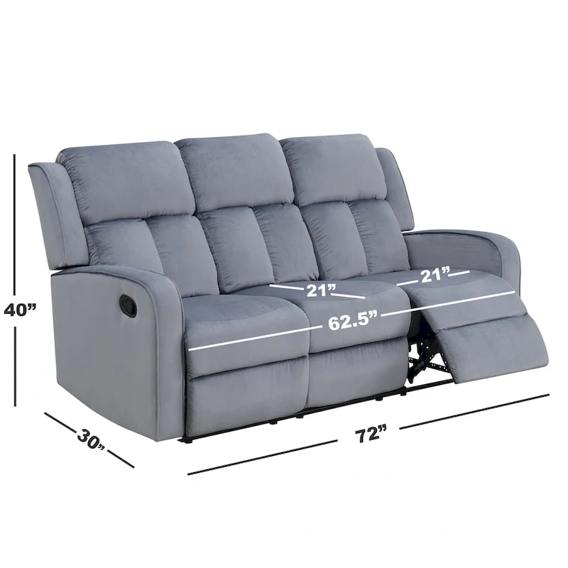 Blue-Grey Fabric Manual Reclining Sofa – 72