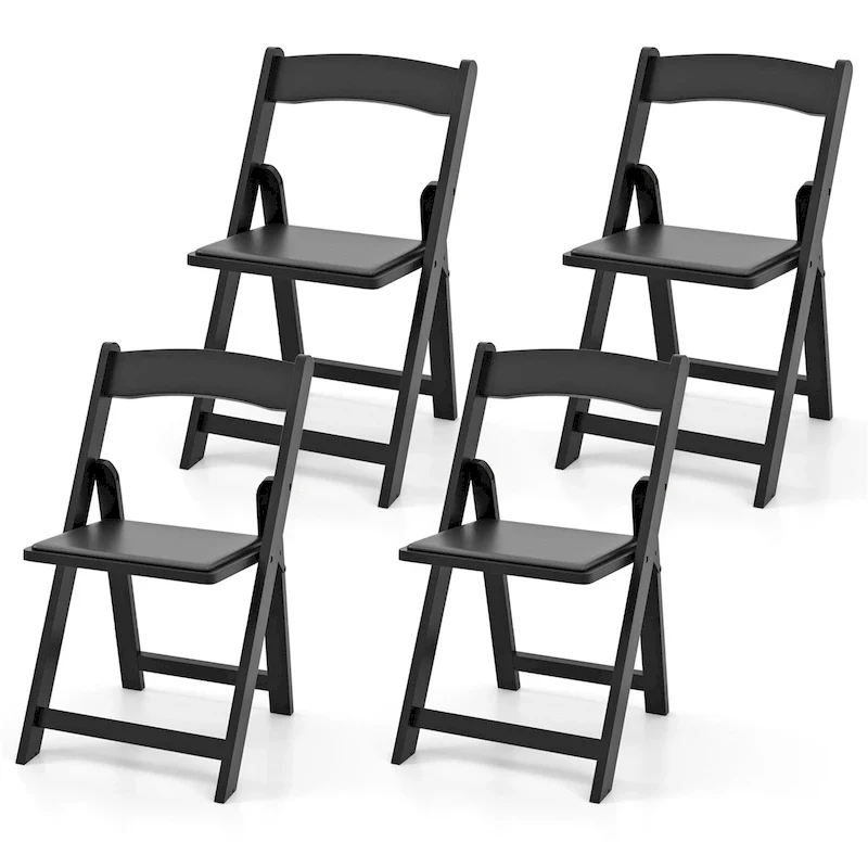 Set of 4 Upholstered Dining Chairs with Rubber Wood Legs, Padded Seat, Kitchen & Dining Room Chairs