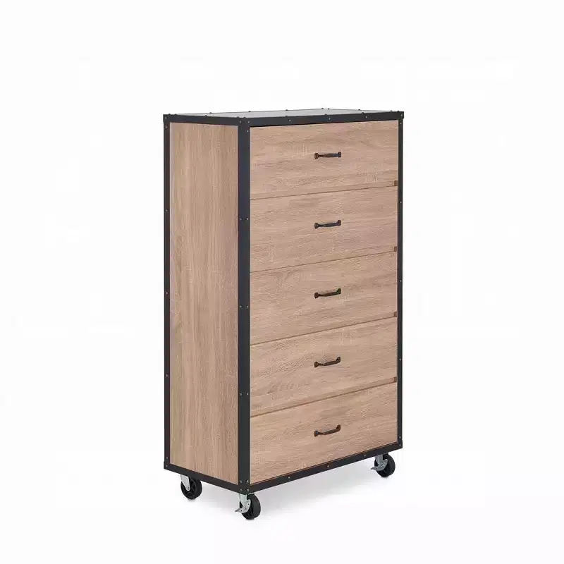 Okak 5-Drawer Wooden Dresser Modern Storage Chest Versatile for Bedroom/Office