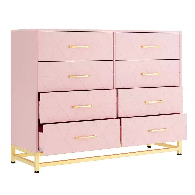 8-Drawer Modern Tall Wooden Dresser, Soft-Close Glides & Anti-Tip Kit, Space-Saving Chest for Bedroom, Closet, Kids & Nursery