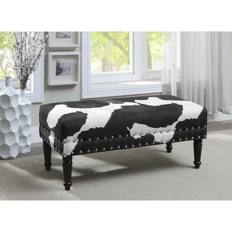 Cow-Print Studded Bench
