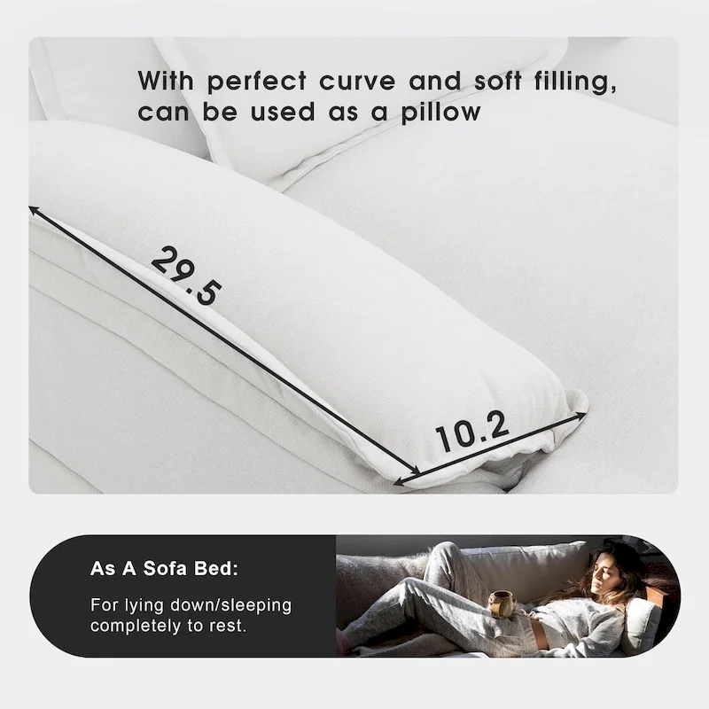 [VIDEO provided][New]109.8*55.9 Modern U-shaped Sectional Sofa with Waist Pillows,6-seat Upholstered Symmetrical Sofa Furniture