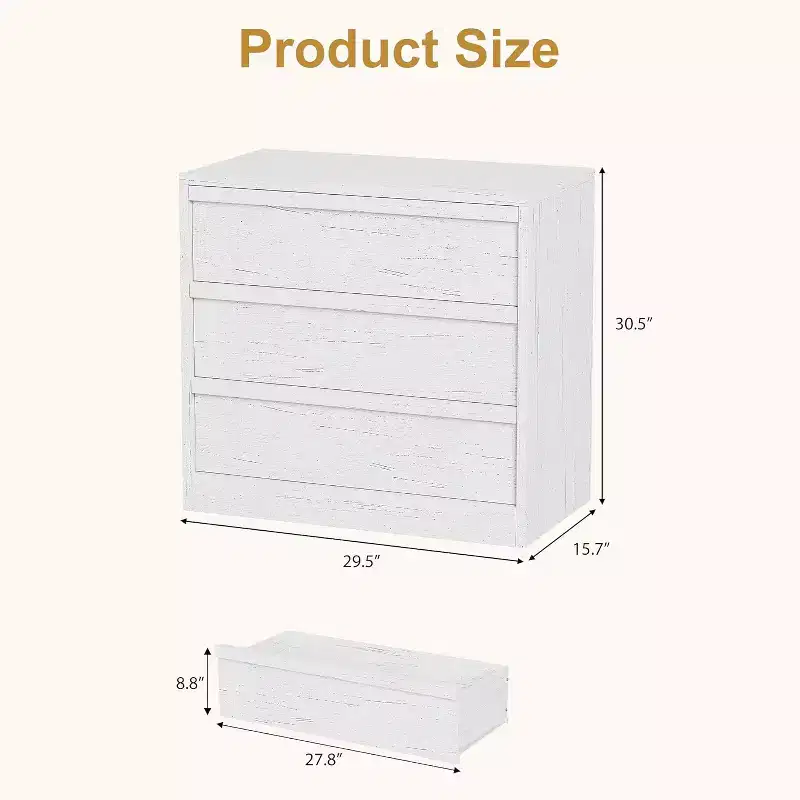 Drawer Dresser, Nightstand Chest of Drawers with Large Storage, Modern Dresser Organizer Bedside Table for Bedroom Living Room Nursery Entryway