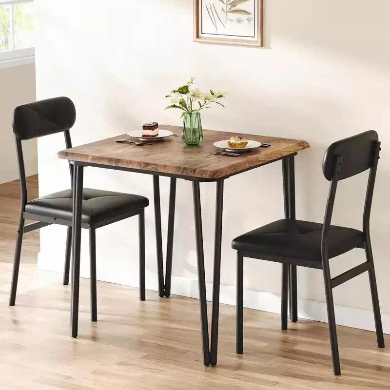 Salutmeuble Dining Table Set for 2, 3-Piece Kitchen Dining Set, Dining Room Table Set with 2 Upholstered Chairs for Small Room Kitchen Apartment