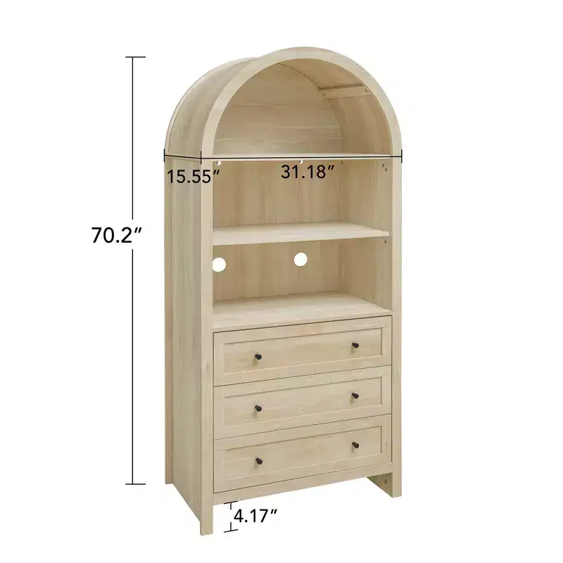 70.2in Tall Arched Storage Display Cabinet, Kitchen Pantry with Adjustable Shelves, Versatile Cupboard for Dining Room Living Room