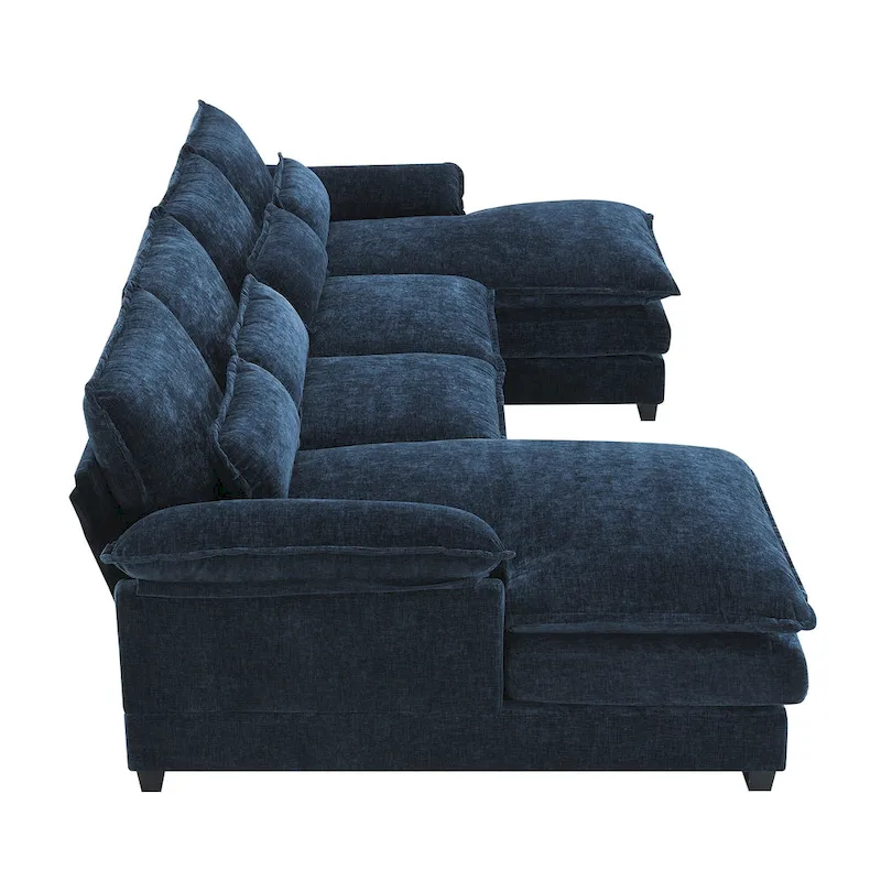 [VIDEO provided][New]109.8*55.9 Modern U-shaped Sectional Sofa with Waist Pillows,6-seat Upholstered Symmetrical Sofa Furniture