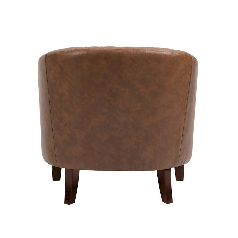 Ethan Accent Chair Barrel PU Leather with Nailhead Trim