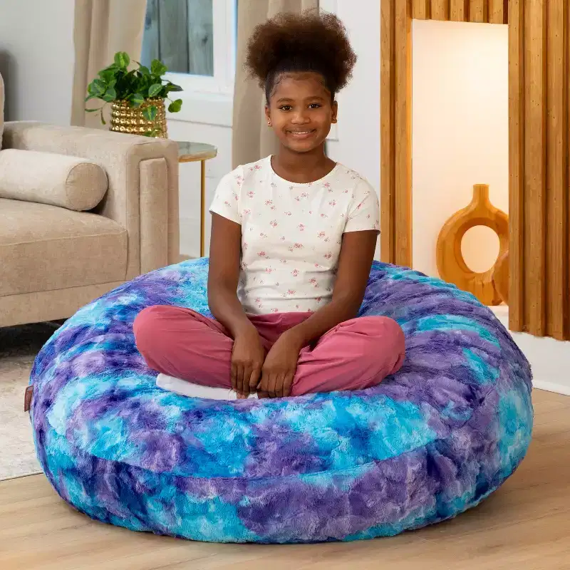 Raven-Symon Home Lil' Cuddler Cocoon Jr Kids Faux Fur Bean Bag Crash Pad & Lounger