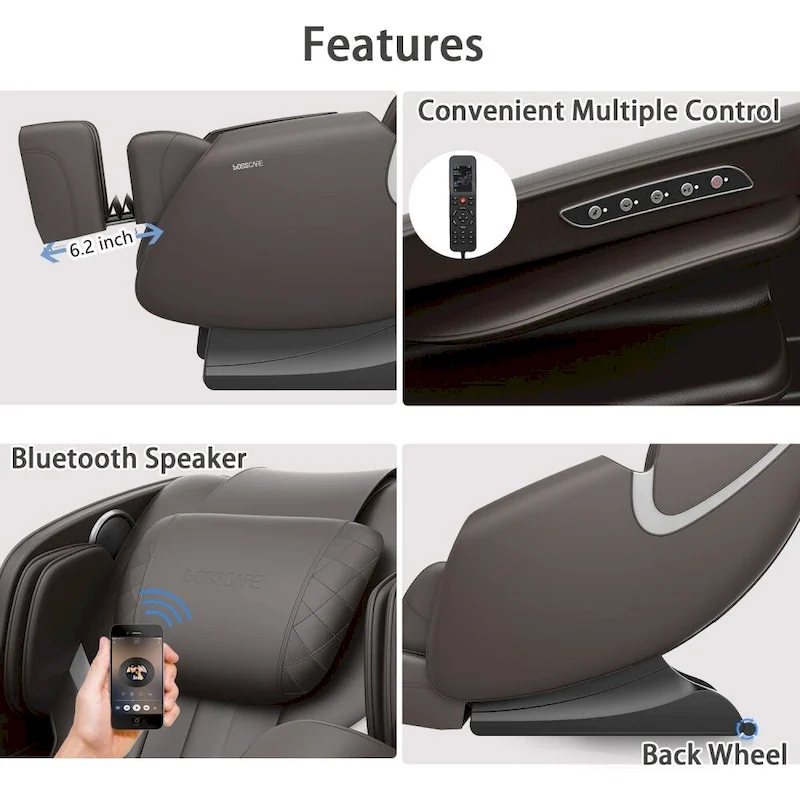 Massage Chair Recliner with Zero Gravity Airbag Massage Bluetooth Speaker Foot RollerBlack