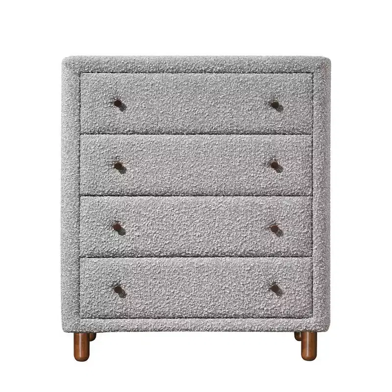 33" Cleo Decorative Storage Drawer Gray Boucle - Acme Furniture: Boucle Finish, 5 Drawers, Wood Composite, No Assembly Required