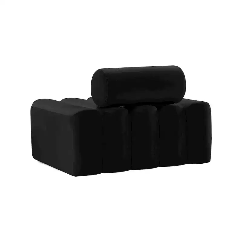 Velvet Accent Chair with Deep Channel Tufting, Contemporary Armless Design