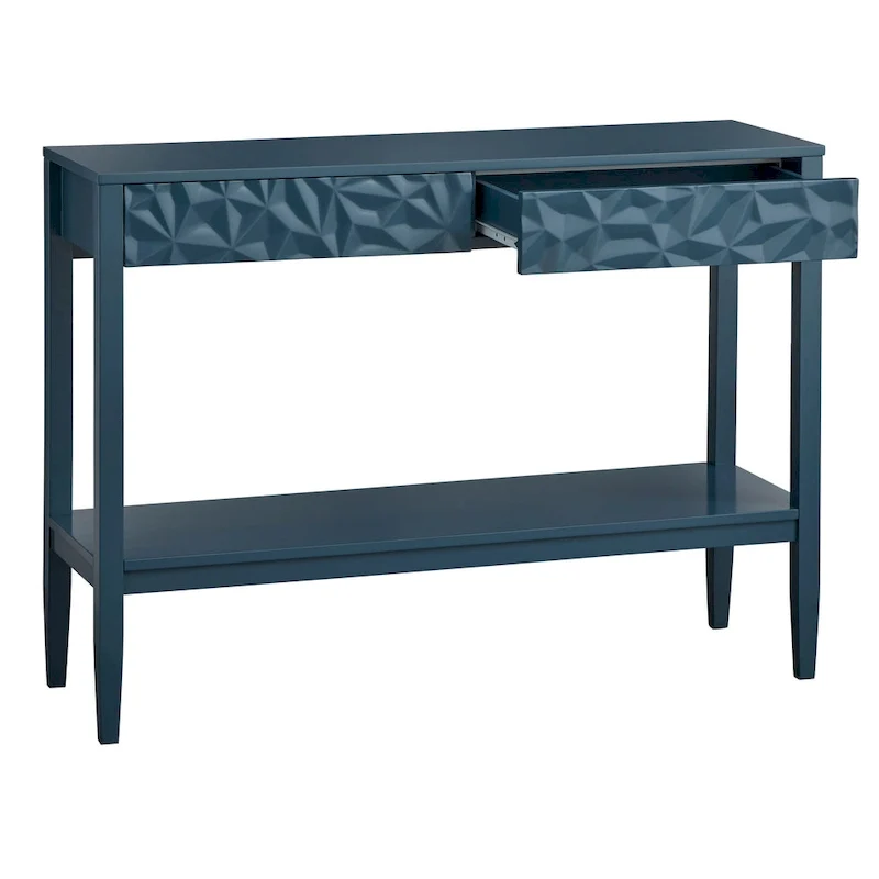 Sofa Table with Geometric Drawer Fronts and Lower Shelf