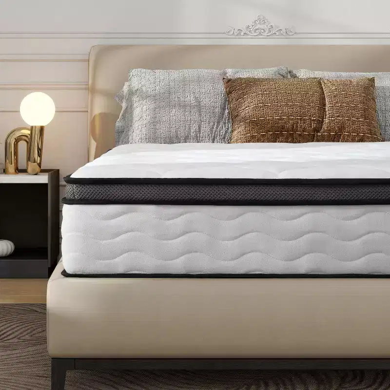 10/12 Inch Innerspring Hybrid Mattress with Pressure Relief, Medium Feel, Bed-in-a-Box