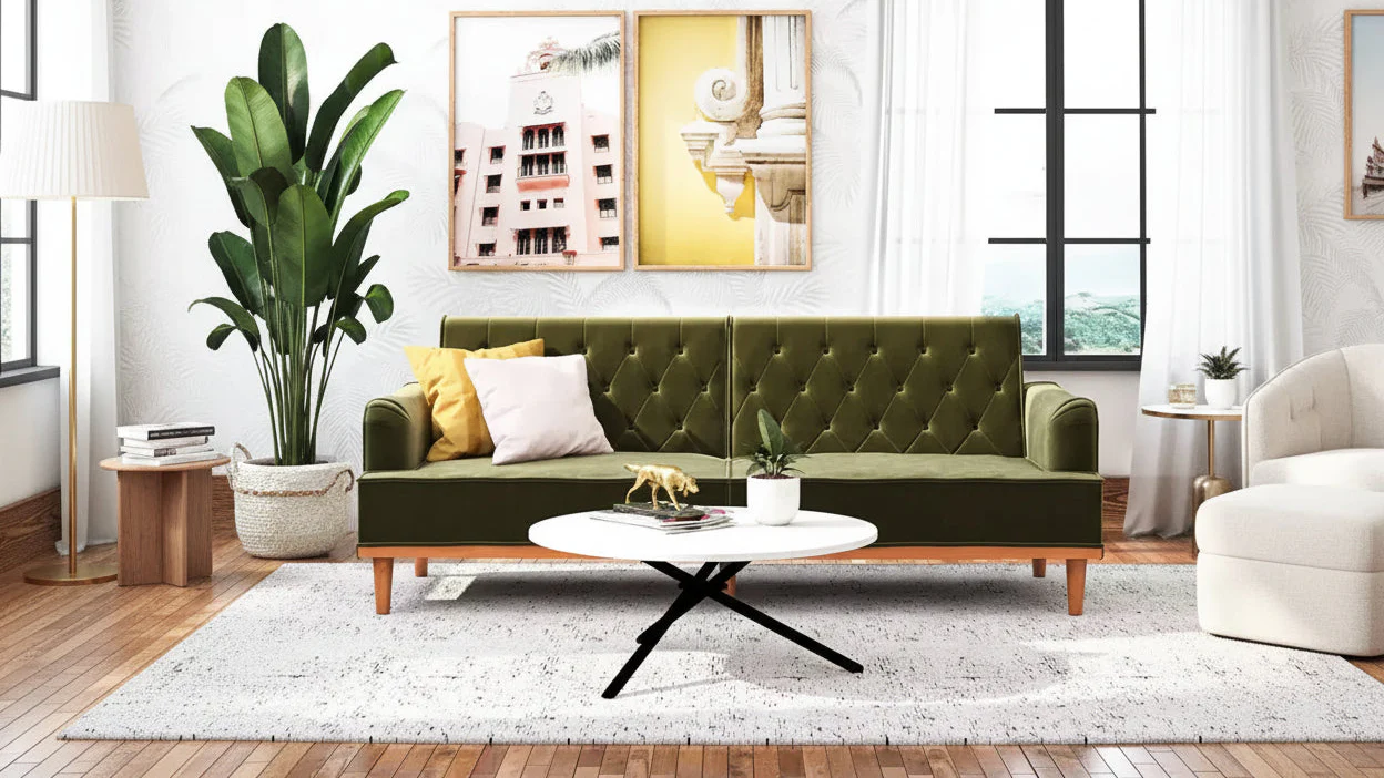Vintage Coil Futon Convertible Sofa Bed