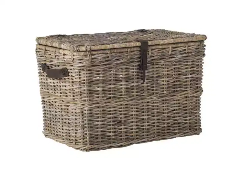 Woven Kubu Rattan Storage Trunk, Grey