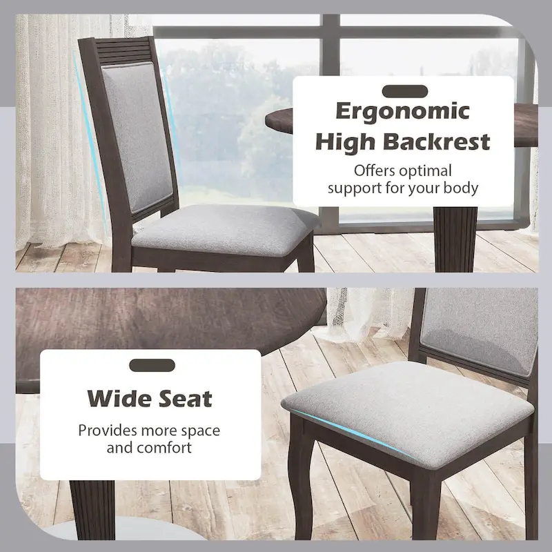 Costway Wood Dining Chairs Set of 2/4 with Rubber Wood Frame Padded