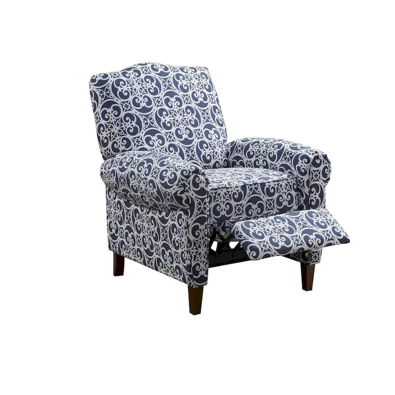 Madison Park Oscar Solid Wood Upholstered Push Back Recliner Chair with Rolled Arms
