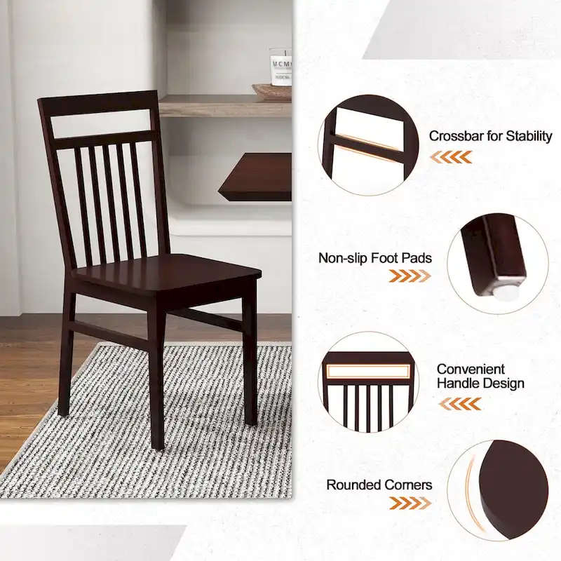 Costway Farmhouse Dining Chair Set of 2/4 Armless Wooden Chair with