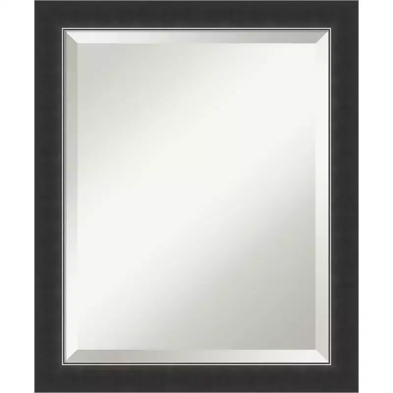 Amanti Art Corvino Black Narrow Beveled Wood Bathroom Wall Mirror