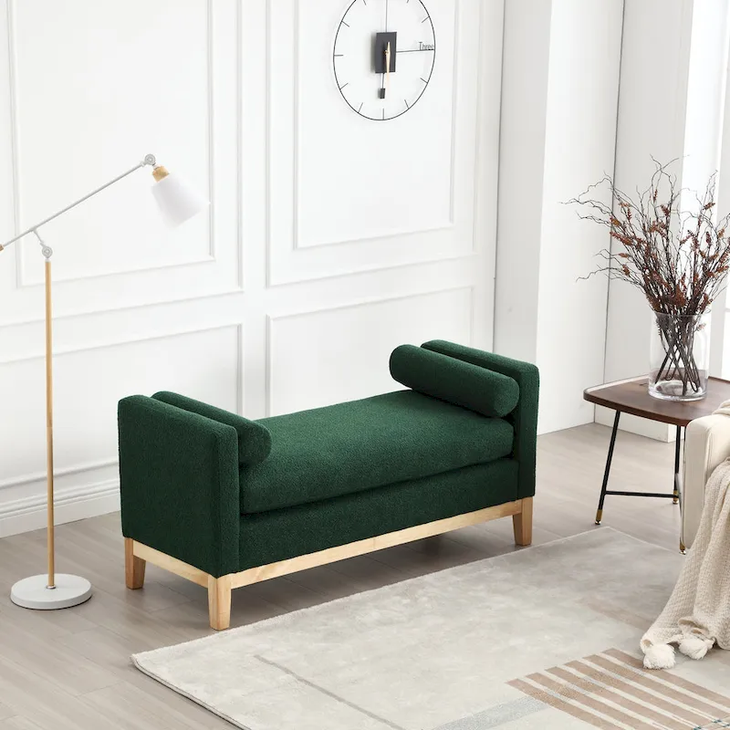 Upholstered Bench with Wood Legs