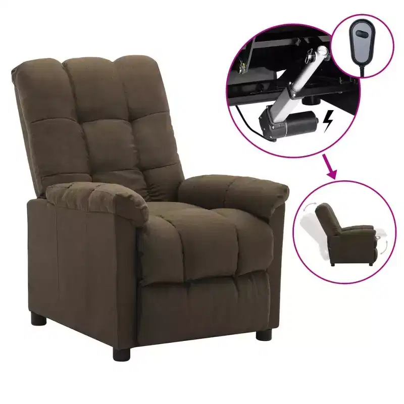 Recliner in Modern Brown Fabric - High Comfort, Adjustable Backrest & Footrest, Thick Padding, Durable Upholstery with Side Pocket