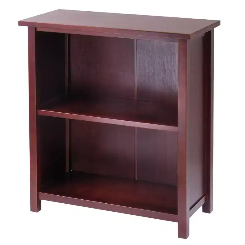 Winsome 5pc Verona Set Storage Shelf with Folding Fabric Baskets Walnut/White: Mid-Century Modern Design, Wood Composite