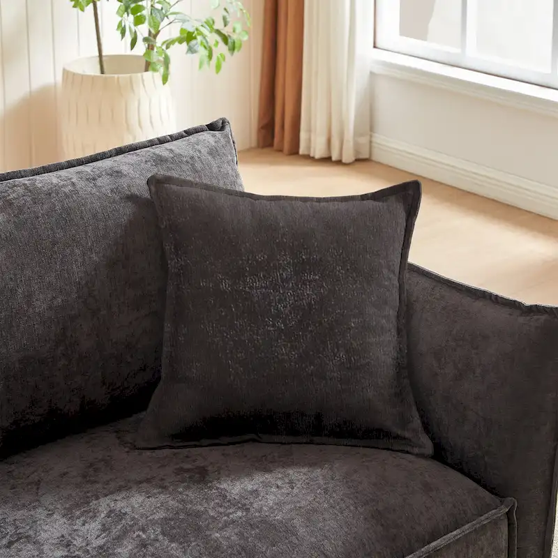 2-Pieces Linen Fabric 4-Seat Modular Sofa Set with 3+1 Seater Combo and Wooden Frame & 3 Pillows