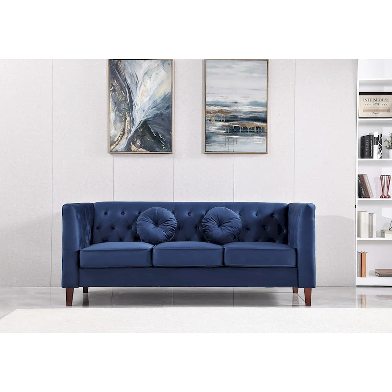 US PRIDE FURNITURE Velvet Classic Chesterfield 2 pieces Living Room Sets, Sofa and Lovesat